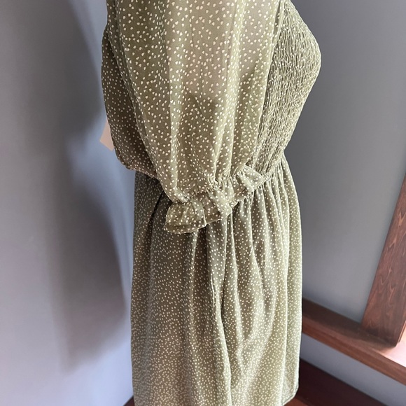 Sophie & Hailee sage and beige baby hearts dress- rouged front - Picture 5 of 5